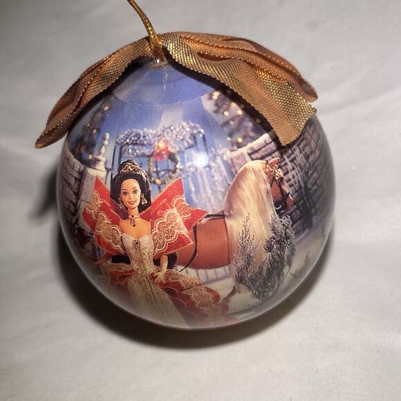 1997 Holiday Barbie Ornament by Matrix Mattel Red Gown Christmas Ball Decoration - Picture 2 of 6